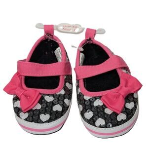 Baby Girl's Stepping Stone Mary Jane Shoes Size 6-9M Pink White and Black NWT